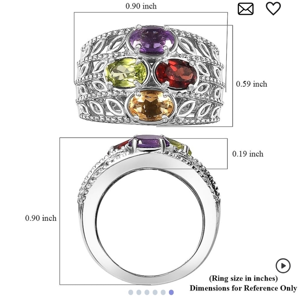 🆕️ SIZE 6 KARIS MULTI GEMSTONE RING IN PLATINUM BOND - Picture 15 of 16